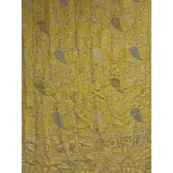 Pashmina Scarf Gold Gray Paisley w/ Fringe Washable NWT - Picture 4 of 8